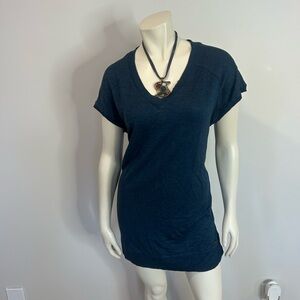 Elegant Teal V-Neck Short Sleeve Top❤️M